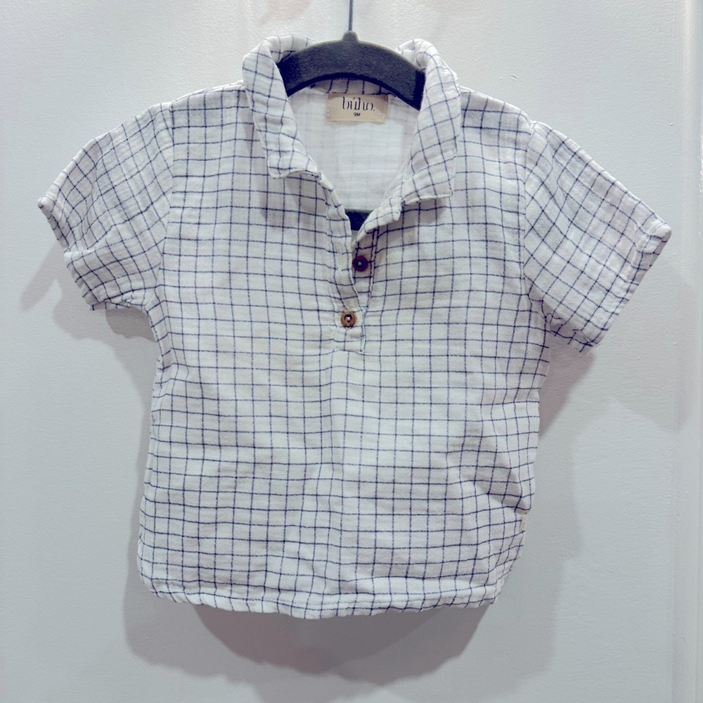 White Búho checkered shirt size 9m